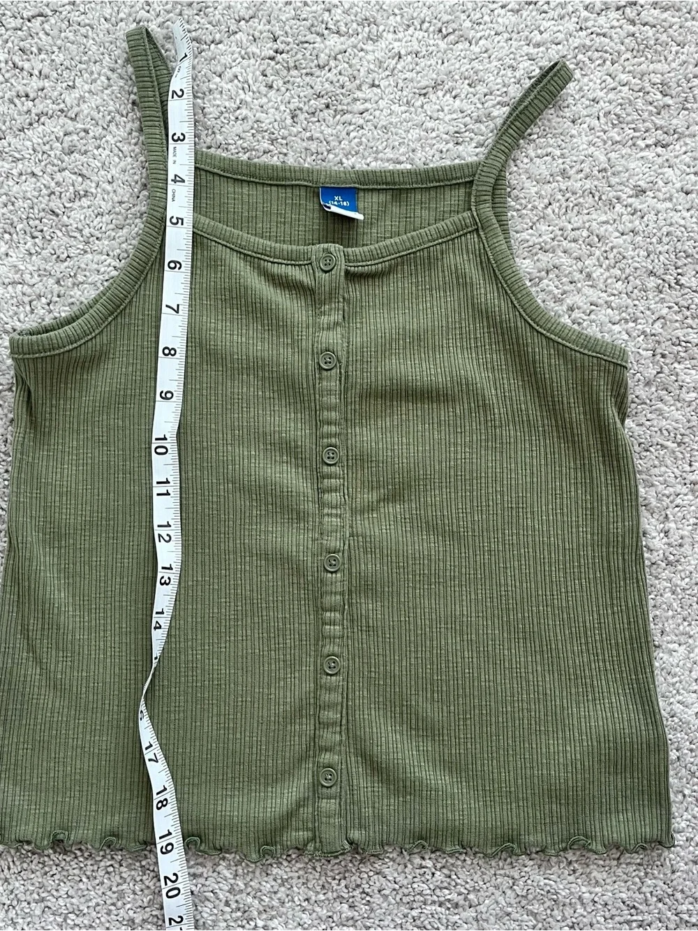 Old Navy Olive Green Ribbed Button-Front Tank Top